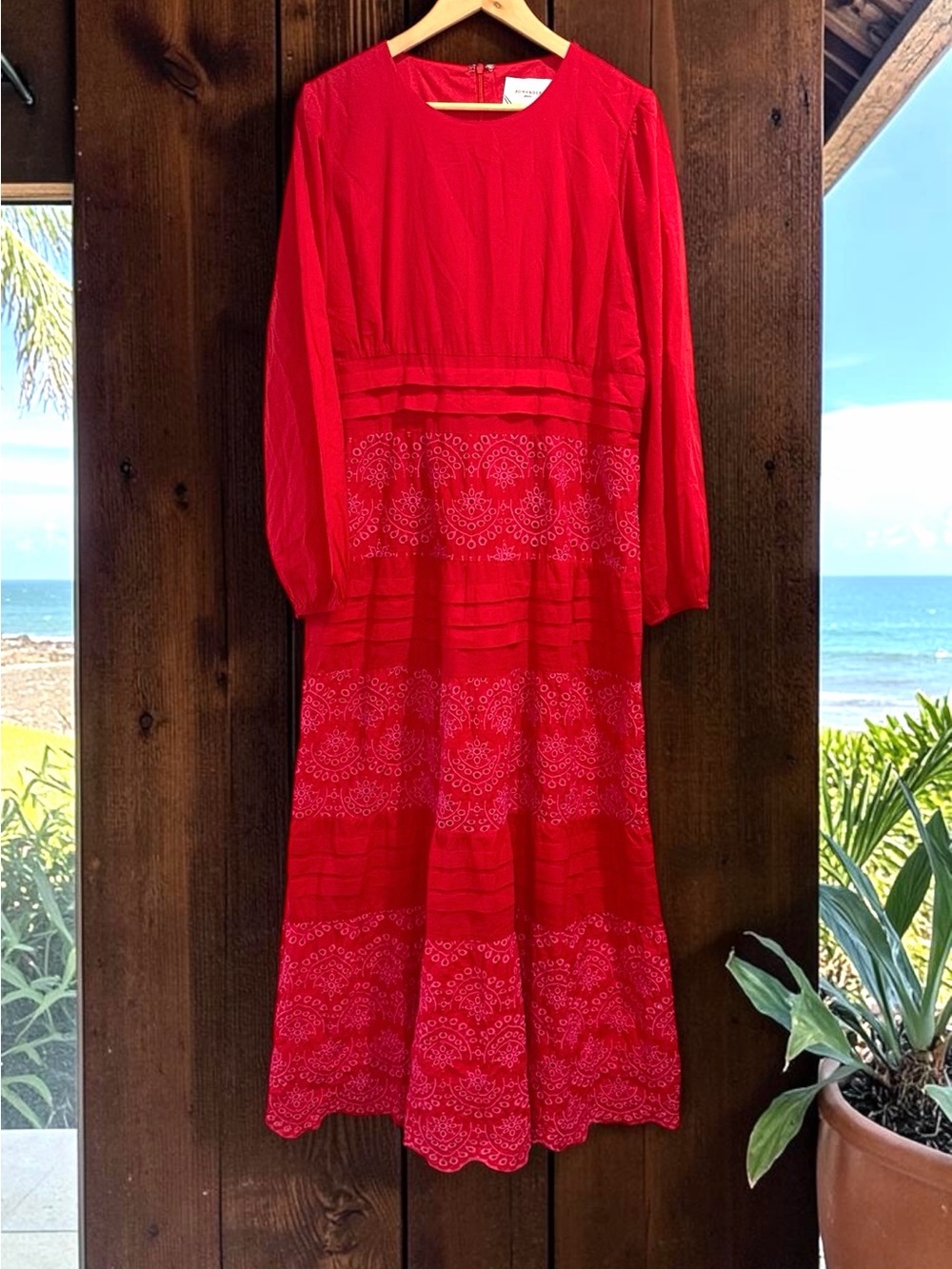 Tuckernuck Pomander Place NWOT Red Eyelet Lola Maxi Dress Size XXL